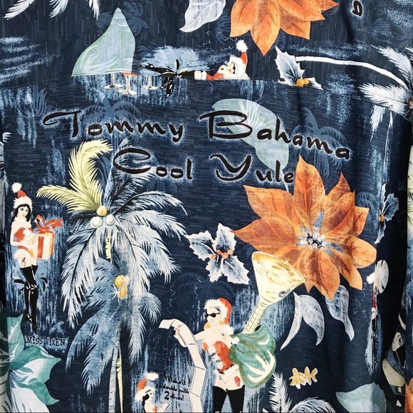 Tommy Bahama Cool Yule Hawaiian Christmas Shirt M - Picture 4 of 6